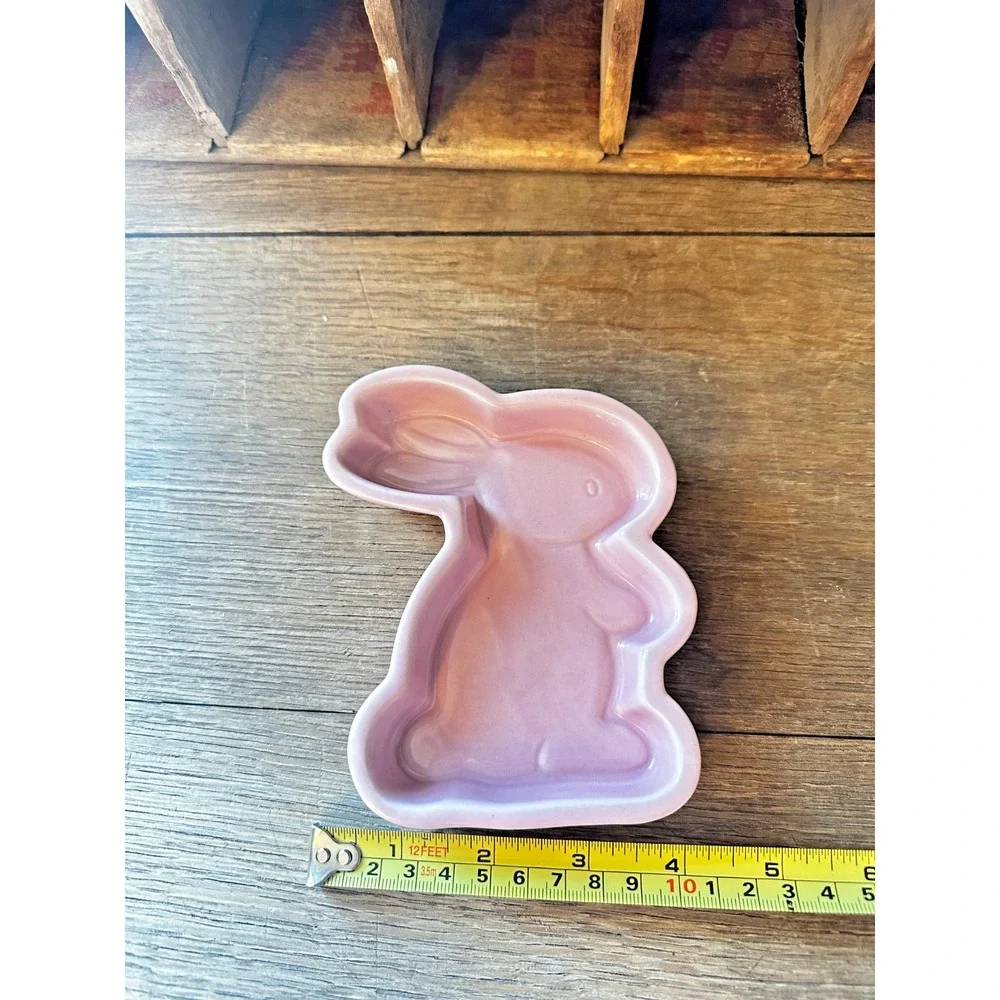 Ceramic Pink Easter BUNNY RABBIT BAKING DISH Bakeware Oven Mold 4